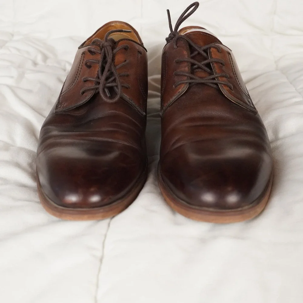 Aldo Derby Shoes Men 10 Brown Leather Lace Up Dress Professional Burnished